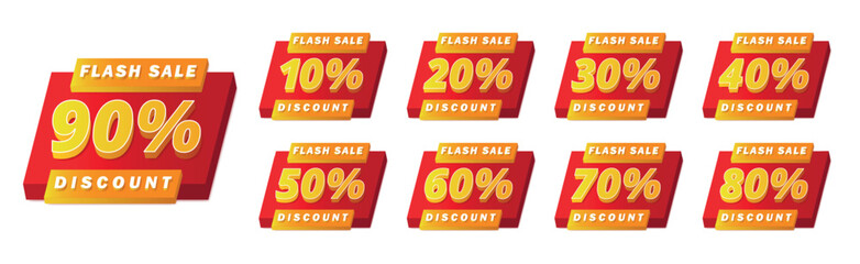 Vector Gradient Discount Numbers Percentage Set