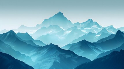 a gradient background blending from crystal clear to deep teal, depicted in high resolution against a majestic alpine vista.