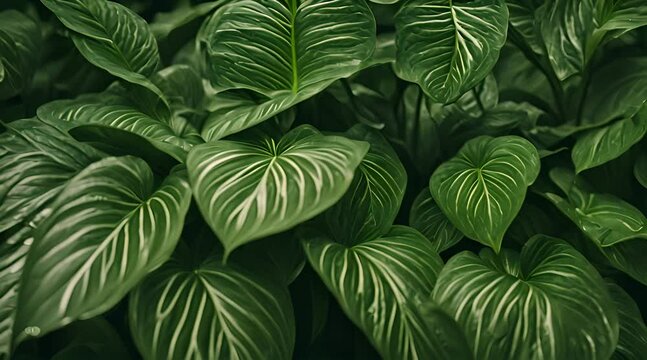 leaves of Spathiphyllum cannifolium abstract dark green texture nature background o.mp4, leaves of Spathiphyllum cannifolium abstract dark green texture nature background