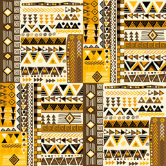 Ethnic motifs in doodle style seamless pattern
