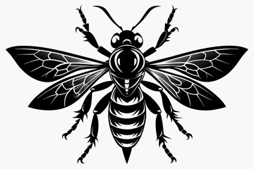 wasp insect silhouette black color printable vector art illustration