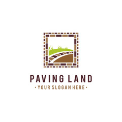 Paving land logo with square concept