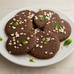 Homemade oatmeal and chocolate cookies with an Italian recipe.