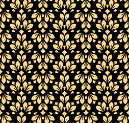 Flower geometric pattern. Seamless vector background. Gold and black ornament. Ornament for fabric, wallpaper, packaging. Decorative print - 791869291