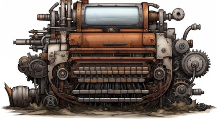 A dusty antique typewriter with a blank sheet of paper