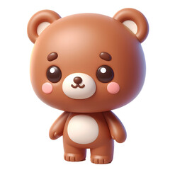 Obraz premium Adorable Cartoon Bear Mascot on Transparent Background