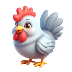 Friendly Cartoon Chicken Isolated on White Background