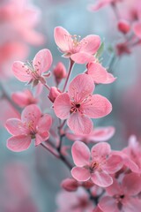 Spring blossoms, soft focus, pastel tones, macro for a fresh abstract background