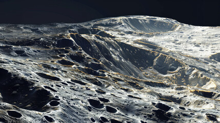 Abstract realistic illustration of the moon surface with the round craters and holes, stone surface, view from the space.