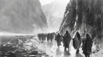 Moses Leading Israelites Wilderness Journey., Pesach celebration, Jewish Holiday, Passover sharing and celebrating 