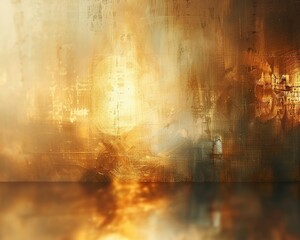 Golden hour abstract, soft focus, golden hues, wide angle for serene wallpaper