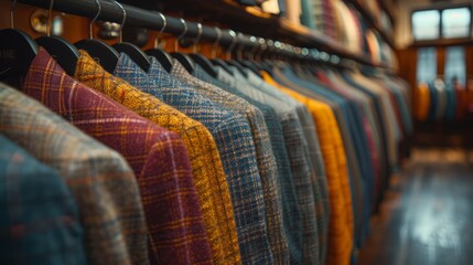Obraz premium Men's clothing on hangers in a store