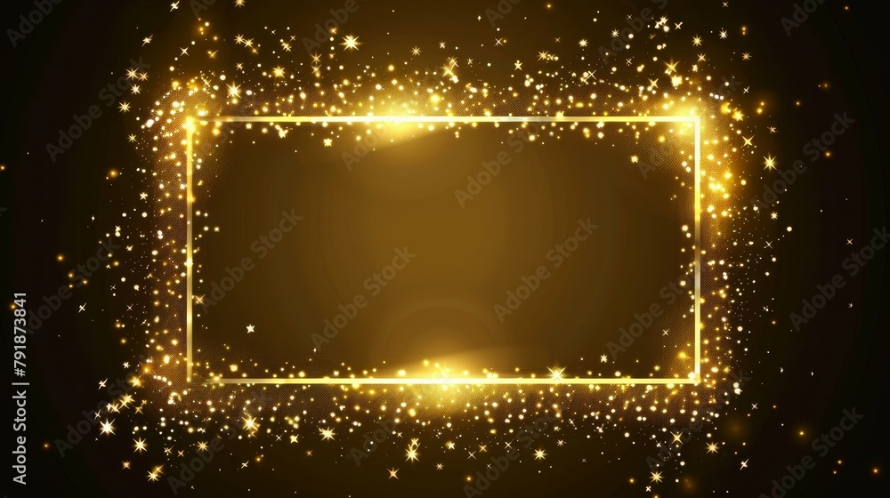 Aufkleber the golden frame is isolated on a gradient background. modern realistic illustration of a shiny rect