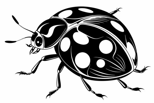 black and white ladybug insect clip art preview