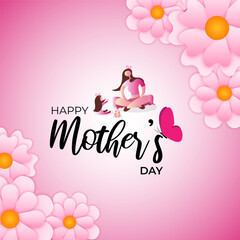 Vector illustration of Happy Mothers Day social media feed template