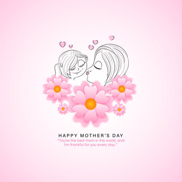 Vector illustration of Happy Mothers Day social media feed template