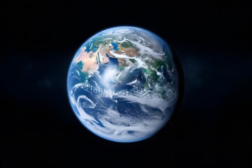 Fototapeta na wymiar Stunning view of Earth with blue oceans, white clouds, and vast universe backdrop
