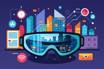 Augmented reality glasses overlaying digital information onto the real world