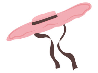 Obraz na płótnie Canvas romantic vintage wide beach summer pink sun hat with ribbon
