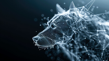digital dog. Artificial intelligence concept. virtual reality