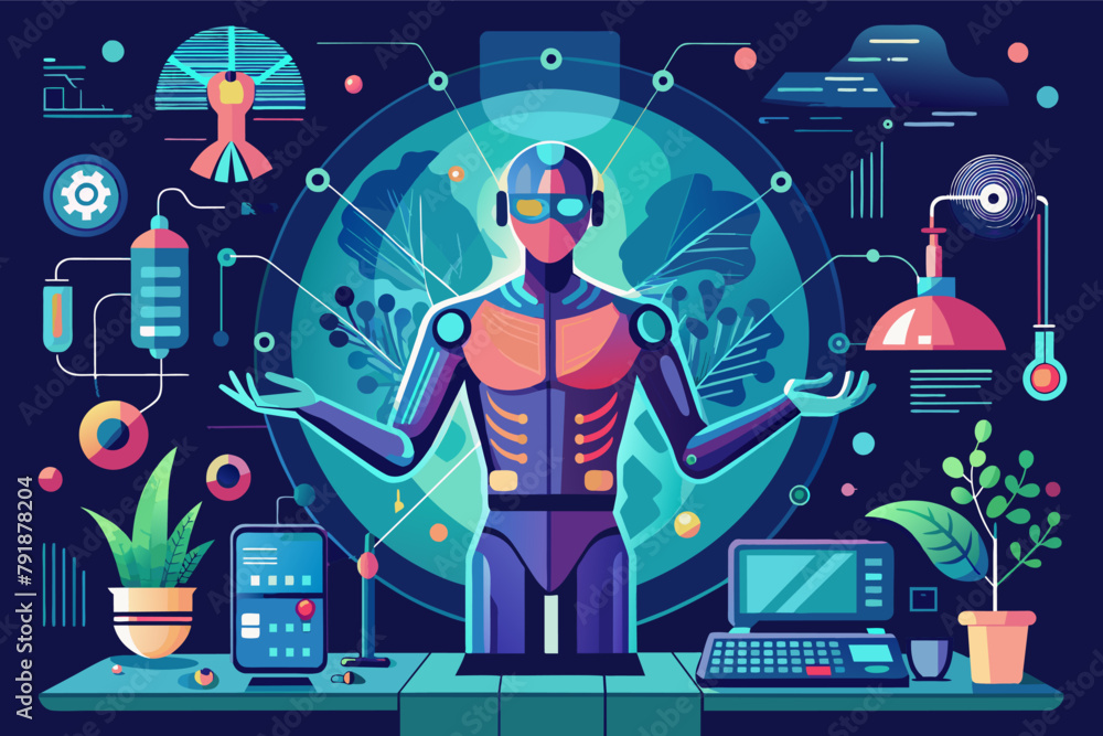Poster biohacking technology enhancing human capabilities
