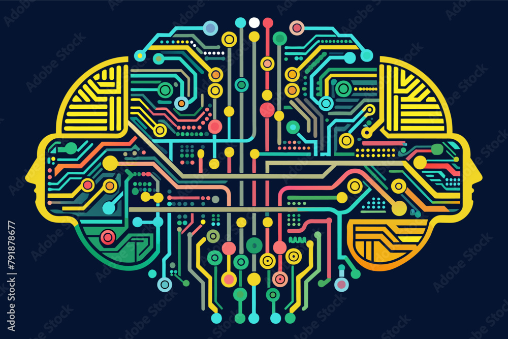 Leinwandbilder circuit board patterns forming the shape of a brain