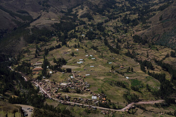 Close-up of part of the current city of Pisac in the Sacred Valley in Peru - obrazy, fototapety, plakaty