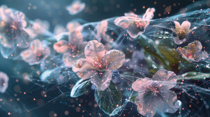 Fototapeta na wymiar beautiful colorful flowers, digital art