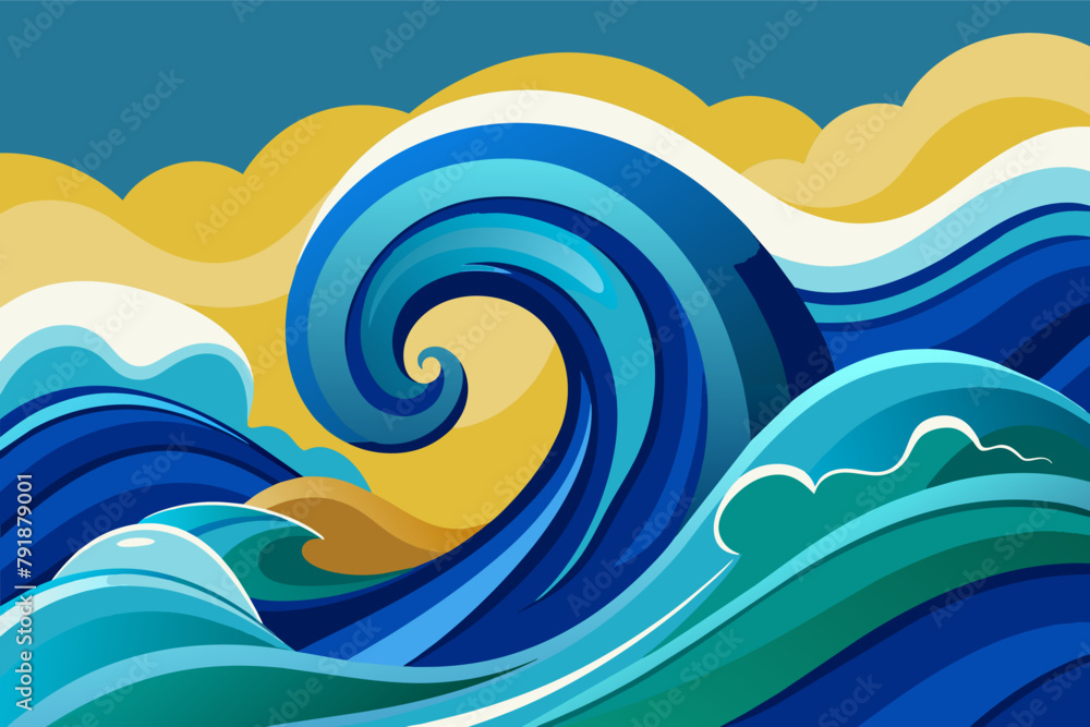 Poster abstract waves vector symbolizing fluidity and adaptability