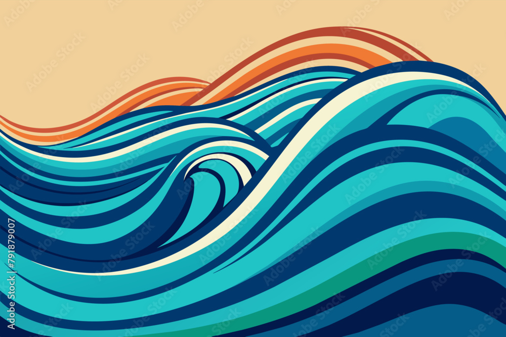 Poster abstract waves vector symbolizing fluidity and adaptability