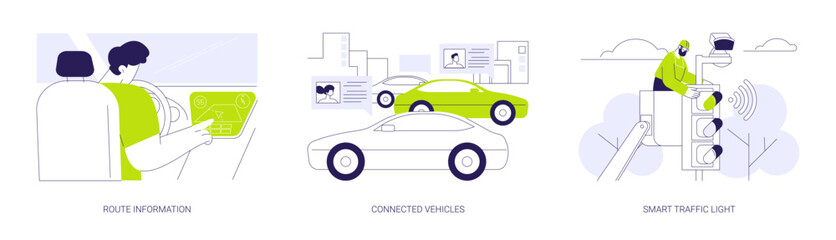 Smart city transportation abstract concept vector illustrations.