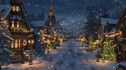 Charming village scene during a festive winter