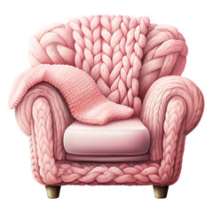 Fototapeta premium a cute chair for a baby clipart , watercolor illustration, pink and cream colors сreated with Generative Ai
