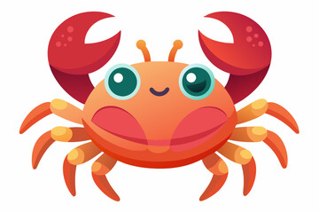 Cute Crab Sideways gradient illustration in white background