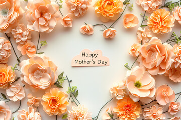 Floral background feminine flowers, pastel colors. Mother's day postcard. Flat lay copy space.