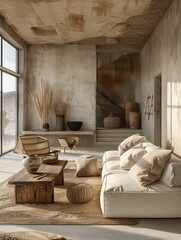 Modern Earthy Tone Living Room Interior Design