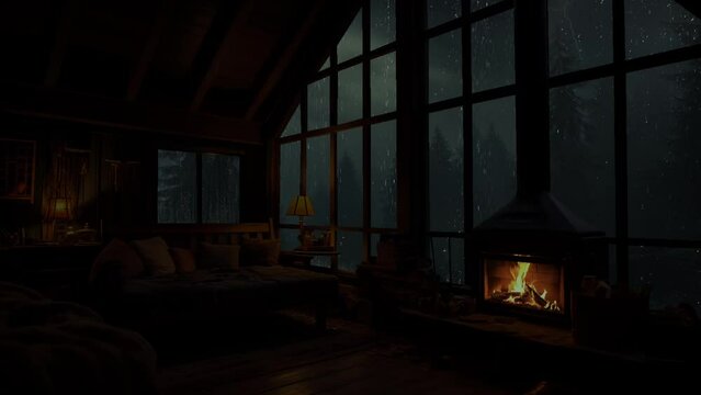 Sitting on a Cozy Chair under the Old Cabin Porch during a midnight Rainstorm helps to fall asleep
