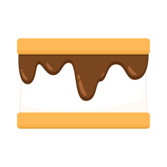 Chocolate bar and graham crackers. S'more graham cracker, chocolate, and marshmallow.