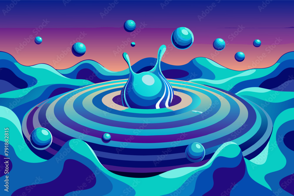 Aufkleber Fluid shapes creating an illusion of depth