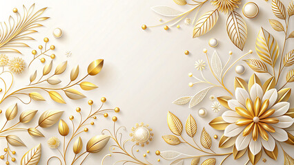 Golden Floral Ornament Background with Vintage Design and Antique Touch