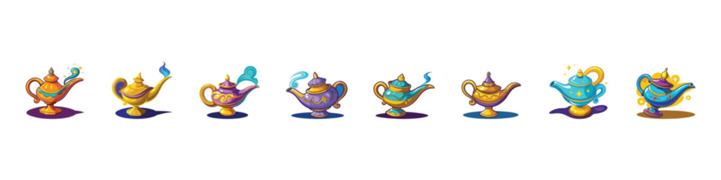 recommend clip art: Magic lamp, witchcraft and magic icon. Traditional arabic old oil lamp icon. Vintage magic genie light lamp pot. Lamp aladdin magic vector icon. Aladin genie lamp bottle wish cartoon illustration.