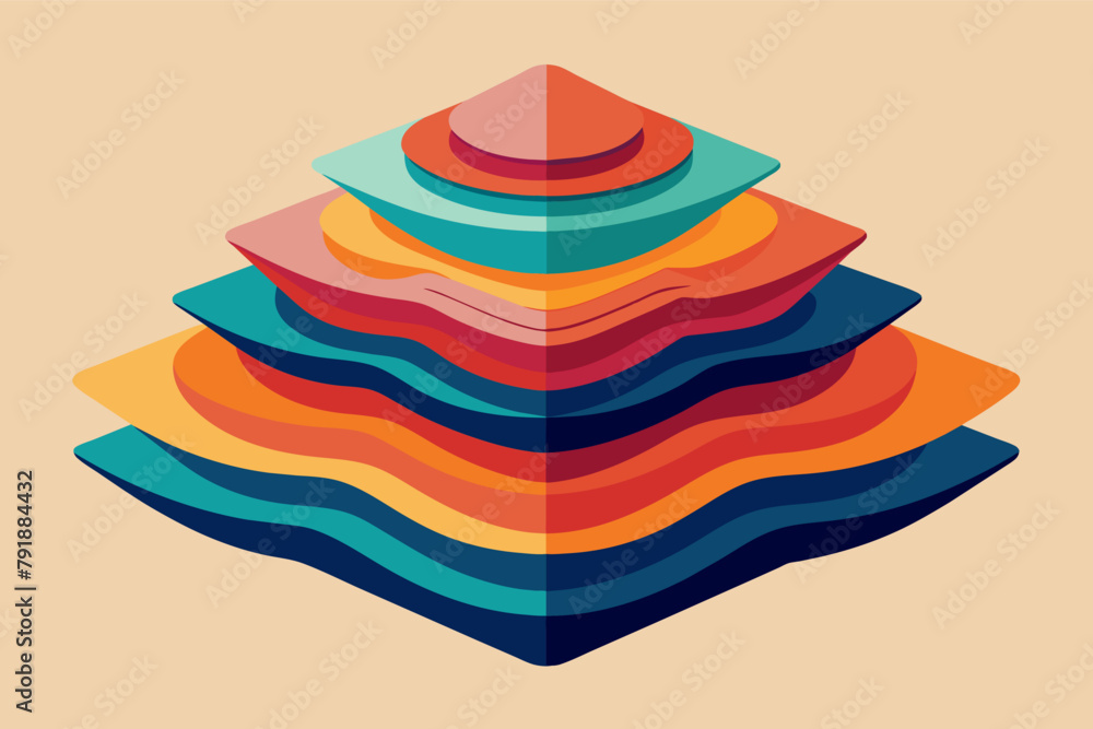 Poster layered abstract shapes in a monochromatic palette