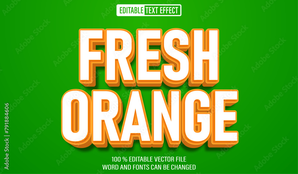 Poster editable 3d text style effect - fresh orange text effect template