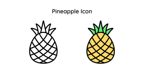 Pineapple vector icon line and line color style