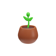 Cartoon 3D indoor plant in a pot. Isolated background.