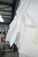 Jeans denim and cotton cutting templates in a fabric textile factory. Designs and cutting templates...