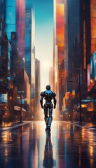 Business Robot Looking into the Future of the City