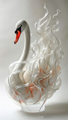 An elegant swan with a modern twist against a clean white backdrop