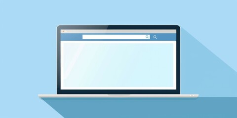 Simple browser window on blue background. Browser search. - obrazy, fototapety, plakaty