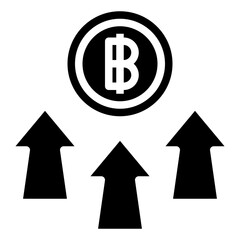 increase,stock price,value,upward arrow,trend,business and finance,bar graph,baht,arrows.svg